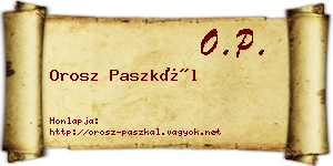 Orosz Paszkál névjegykártya